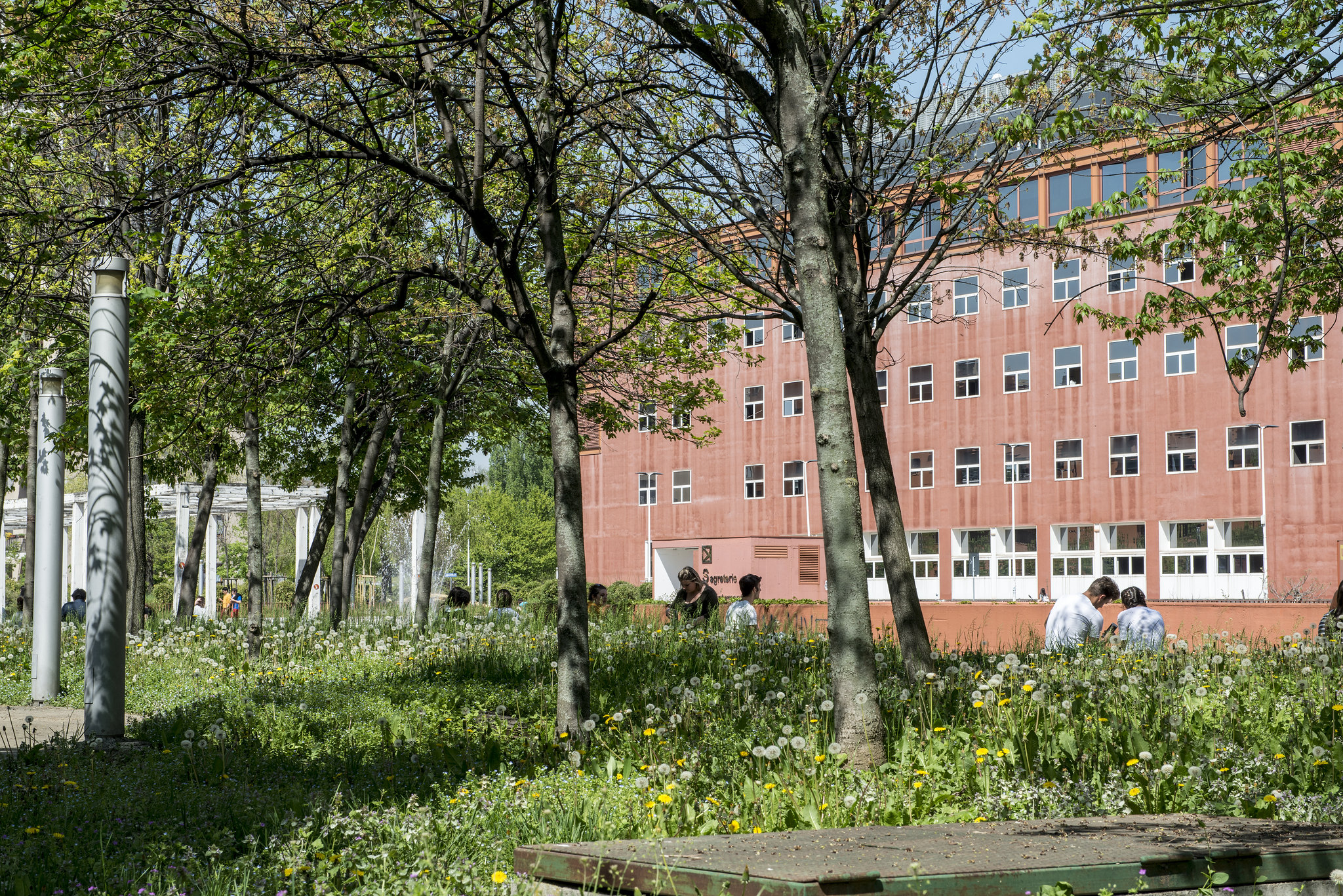 A Bicocca building with trees